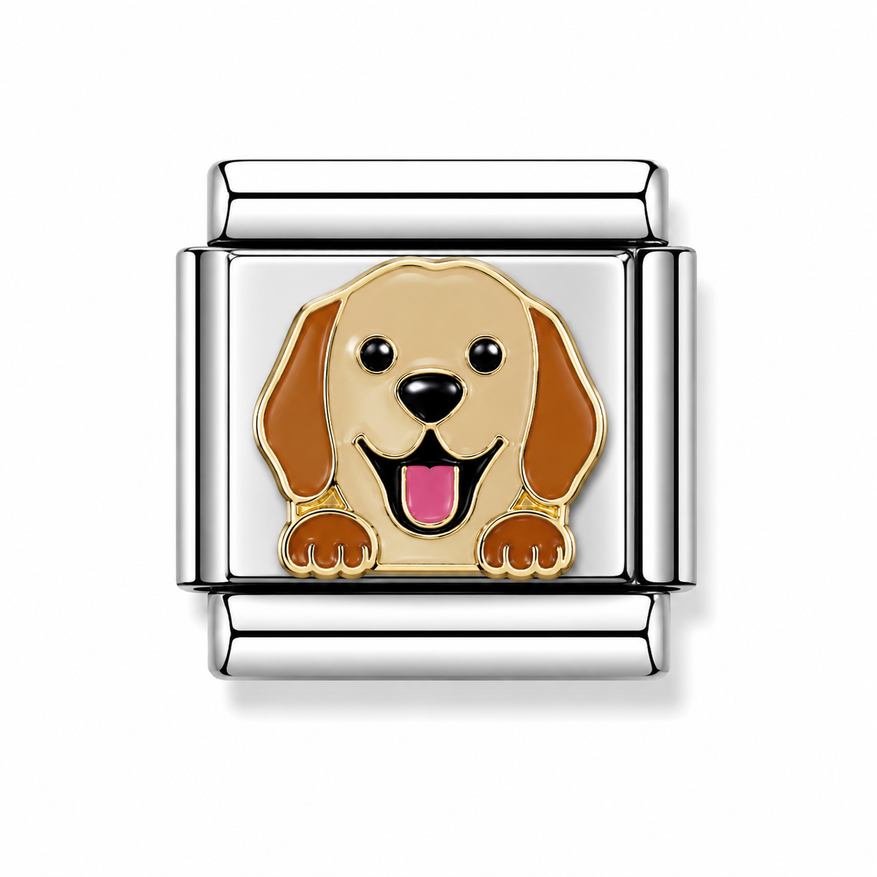 Golden Retriever Puppy Face Two-Tone Silver Italian Charm