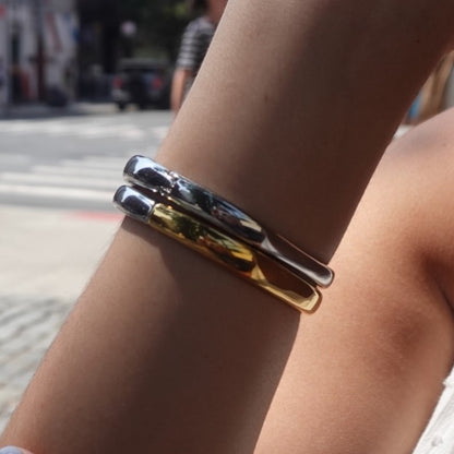 Two Tone Double Band Bangle Bracelet