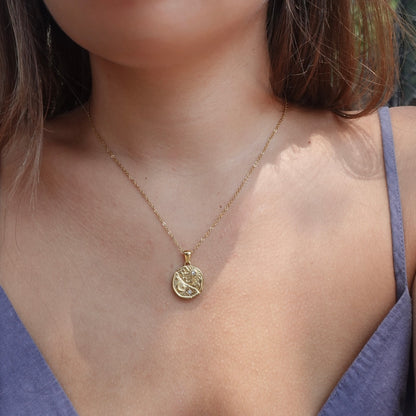 Celestial Sun & Moon Gold-Tone Pendant Necklace