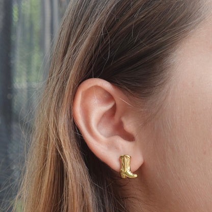 Gold-Tone Cowboy Boot Stud Earrings