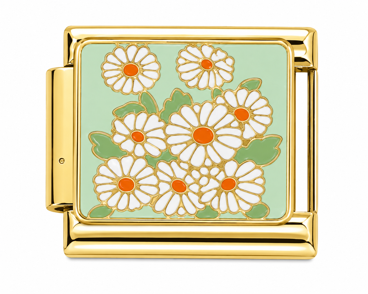 Daisy Floral Gold Italian Charm