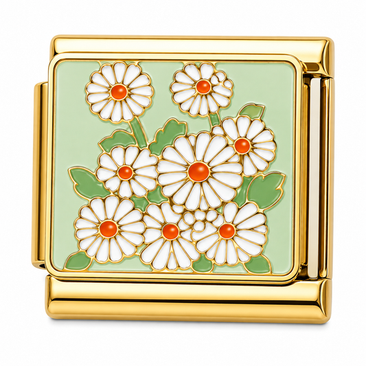 Daisy Flower Gold Italian Charm