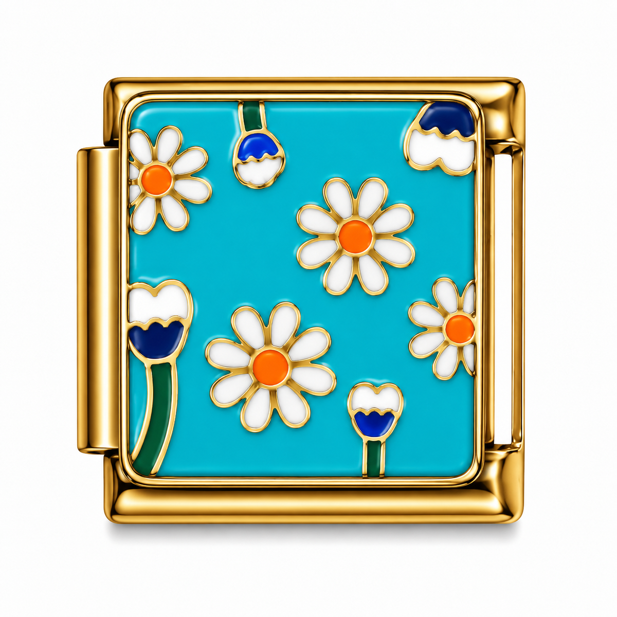 Daisy Garden Turquoise Gold Italian Charm