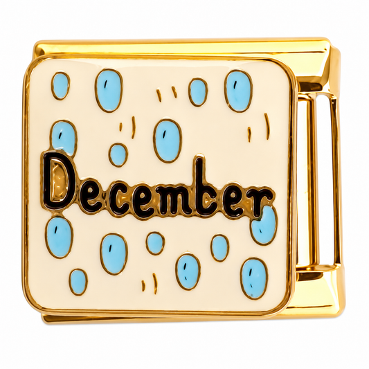 December Blue Dots Gold Italian Charm
