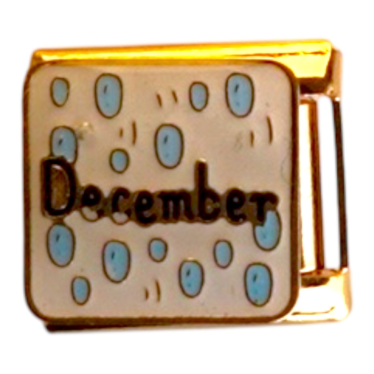 December Blue Dots Gold Italian Charm