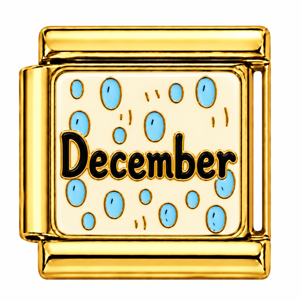 December Blue Dots Gold Italian Charm