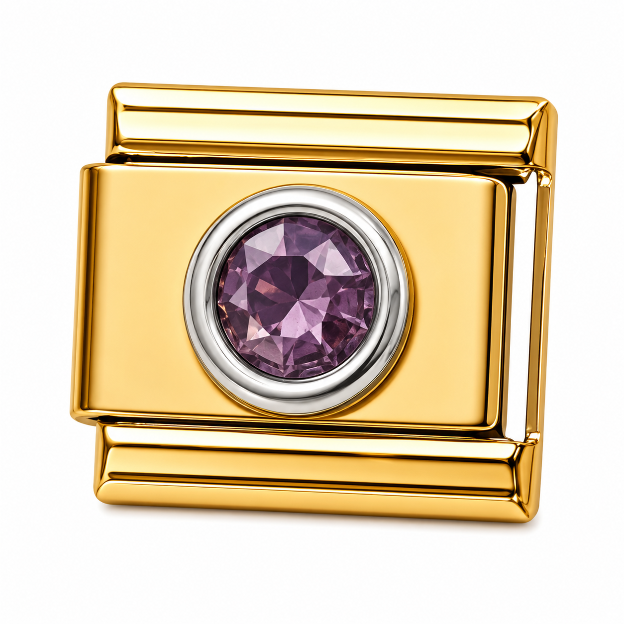 Deep Amethyst Gold Italian Charm