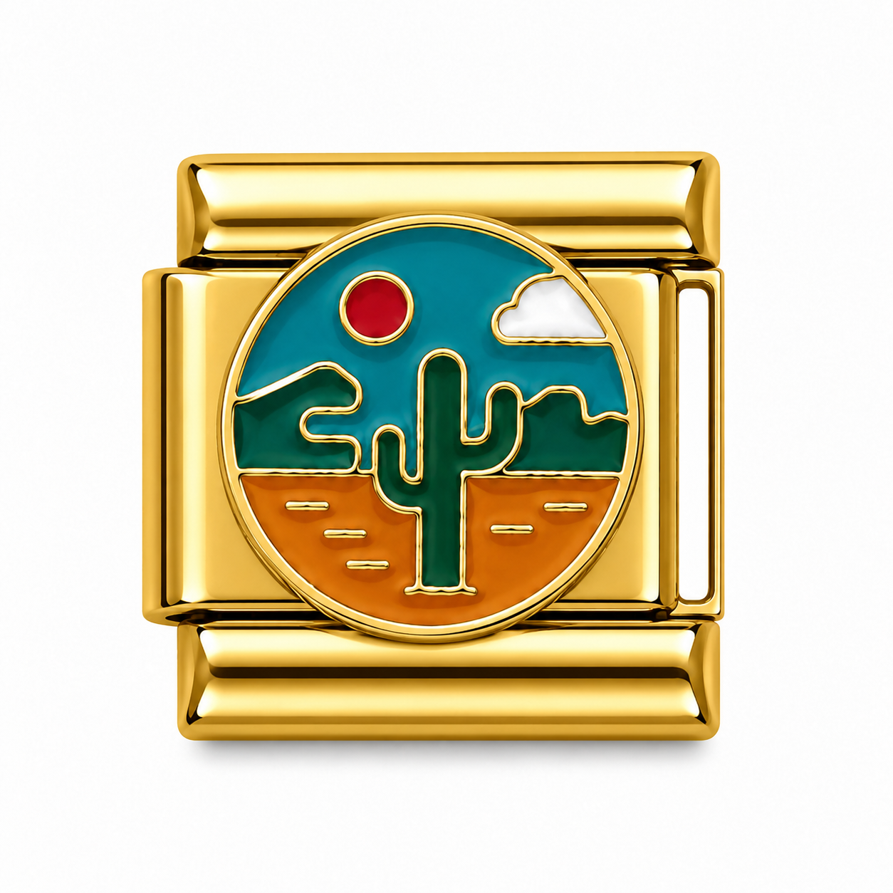 Desert Cactus Landscape Gold Italian Charm