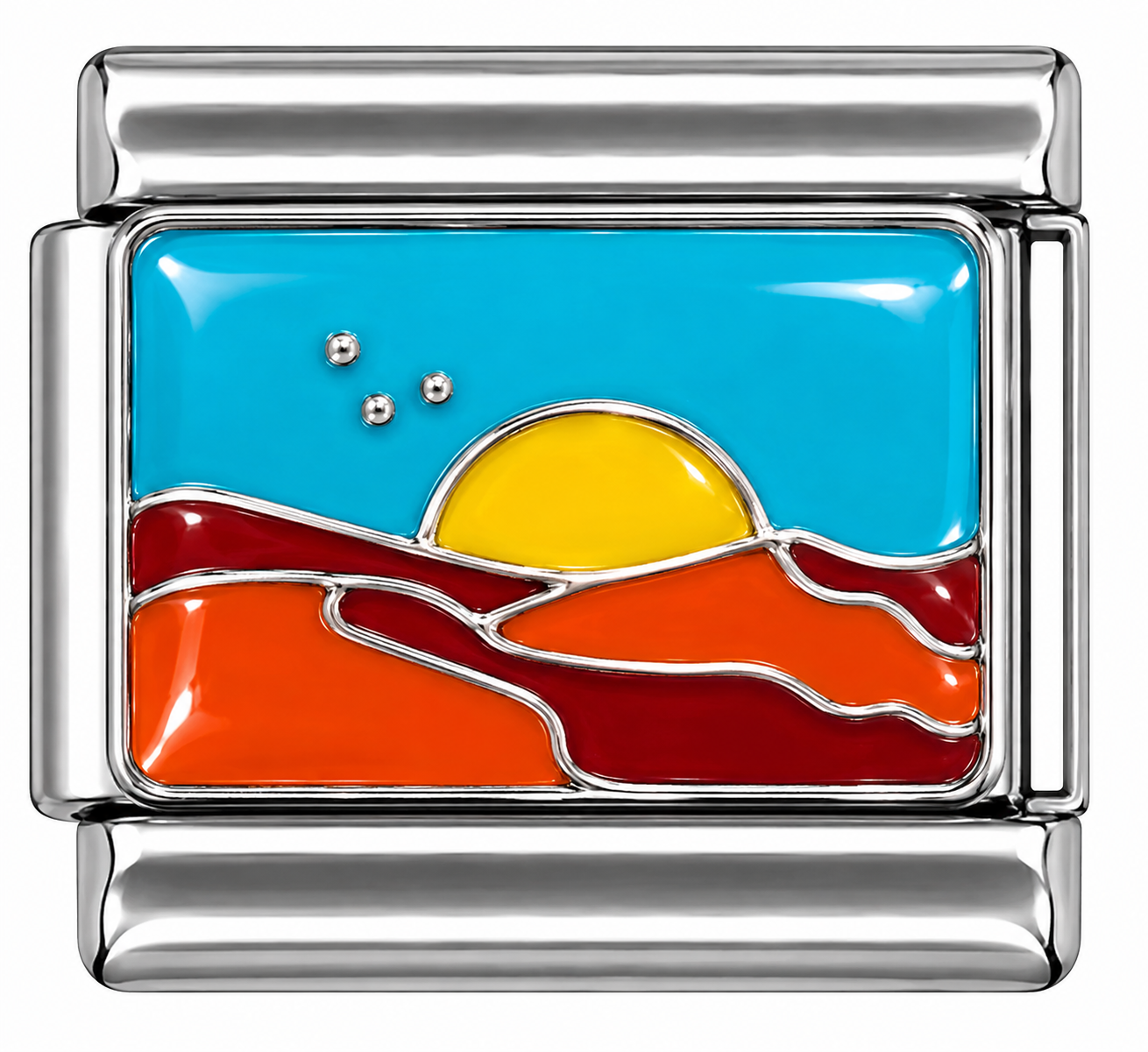 Desert Sunset Landscape Silver Italian Charm