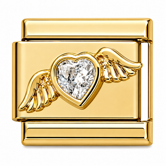 Diamond Heart Gold Italian Charm