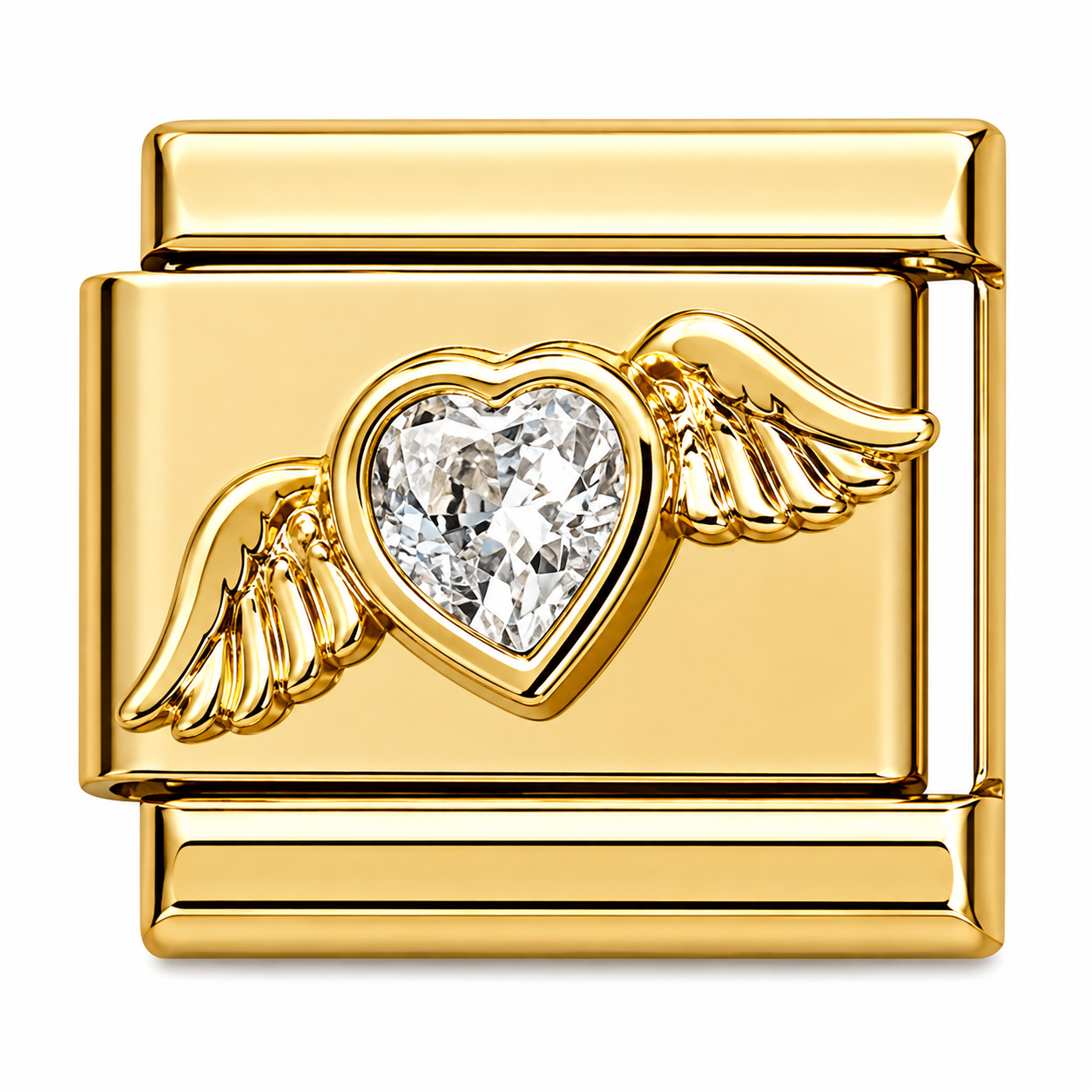 Diamond Heart Gold Italian Charm