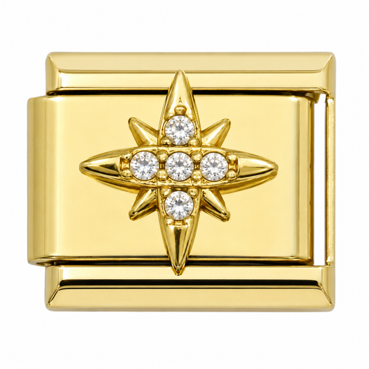 Diamond Sparkle Gold Italian Charm