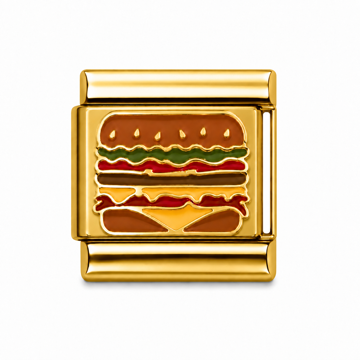 Double Cheeseburger Gold Italian Charm