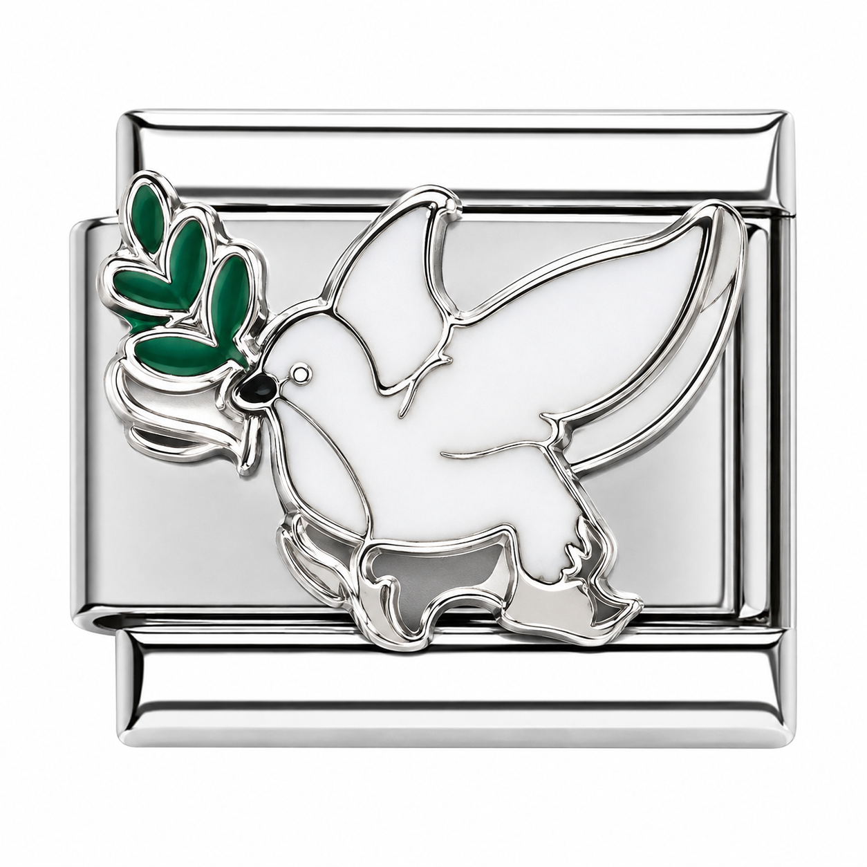 Dove with Olive Branch Silver Italian Charm