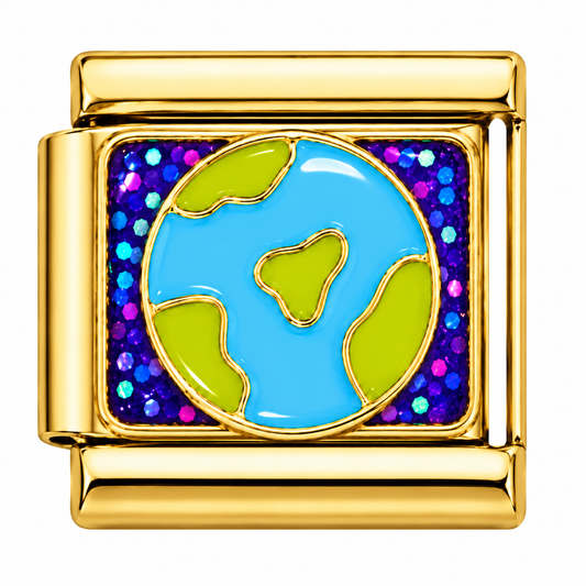 Earth Planet Gold Italian Charm