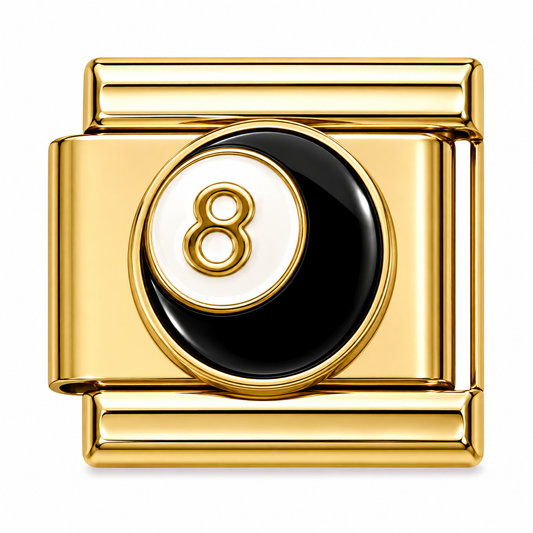 Eight-ball Gold Italian Charm