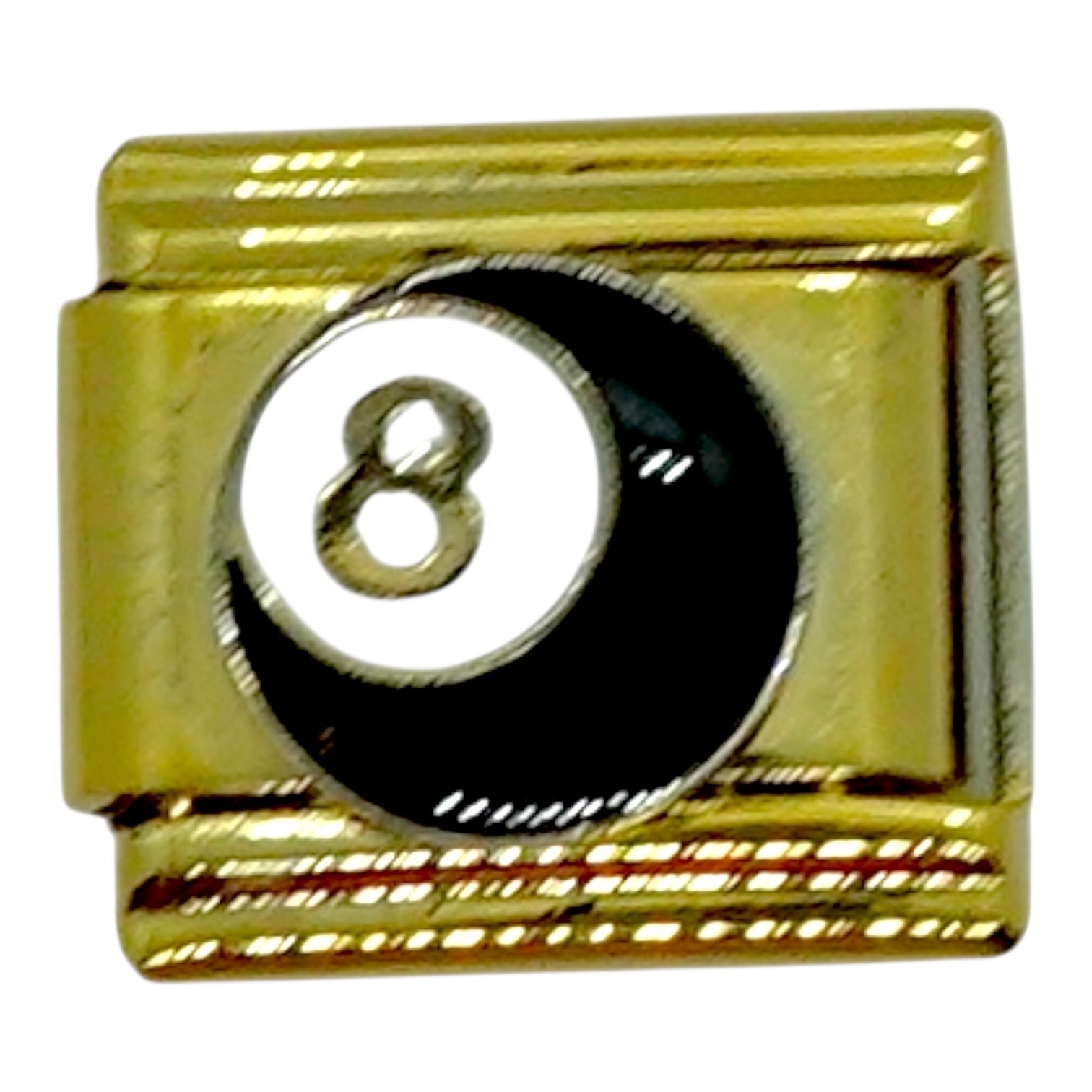 Eight-ball Gold Italian Charm