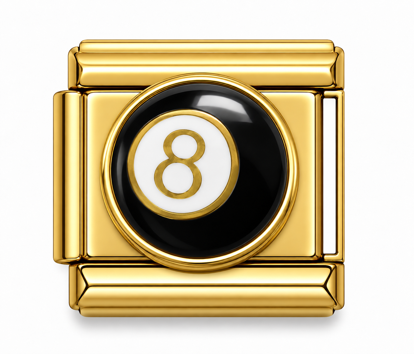 Eight Ball Gold Italian Charm
