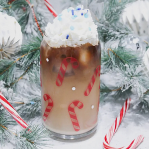 Candy Cane Ice Coffee Cup