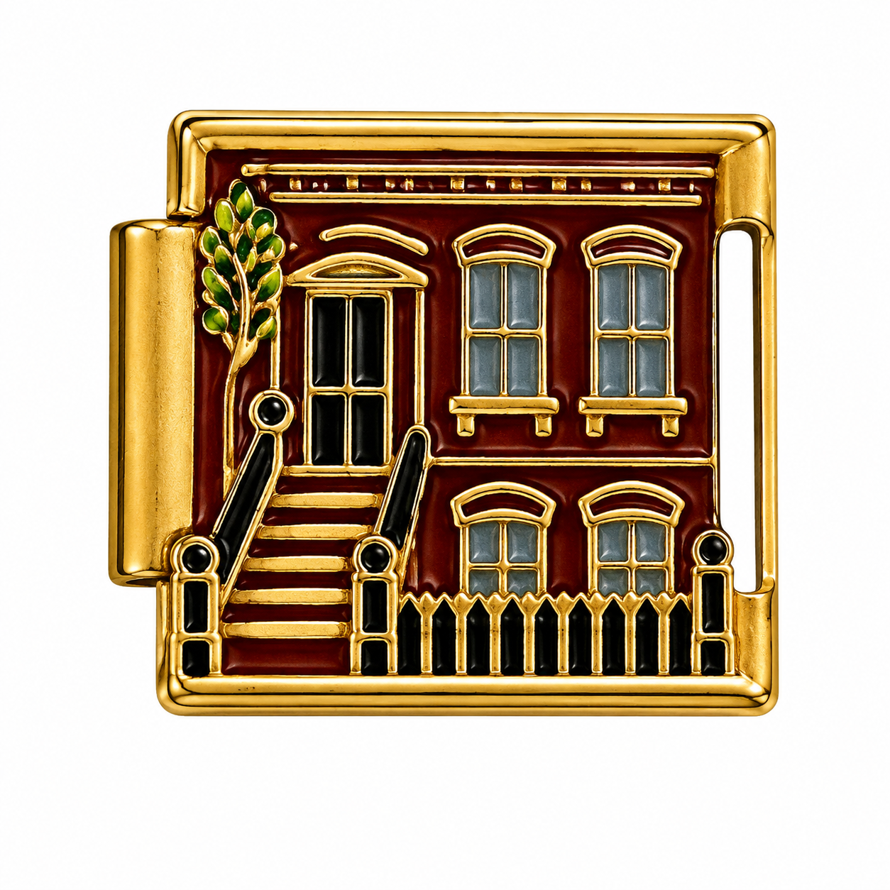 New York Brownstone House Gold Italian Charm