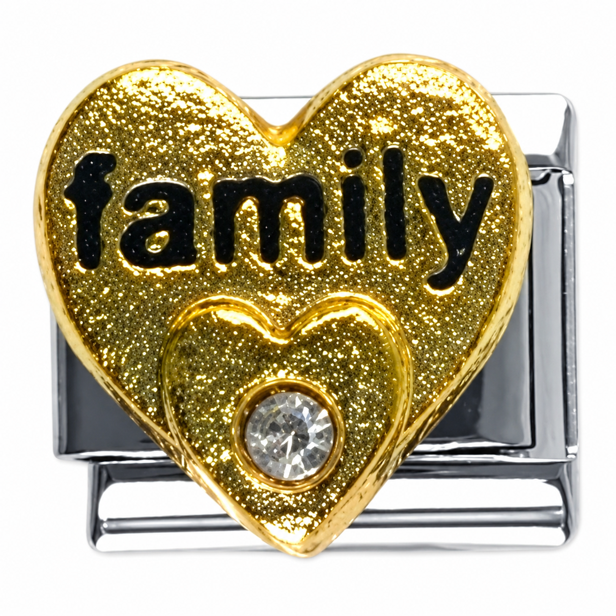 Family Heart Gold Italian Charm