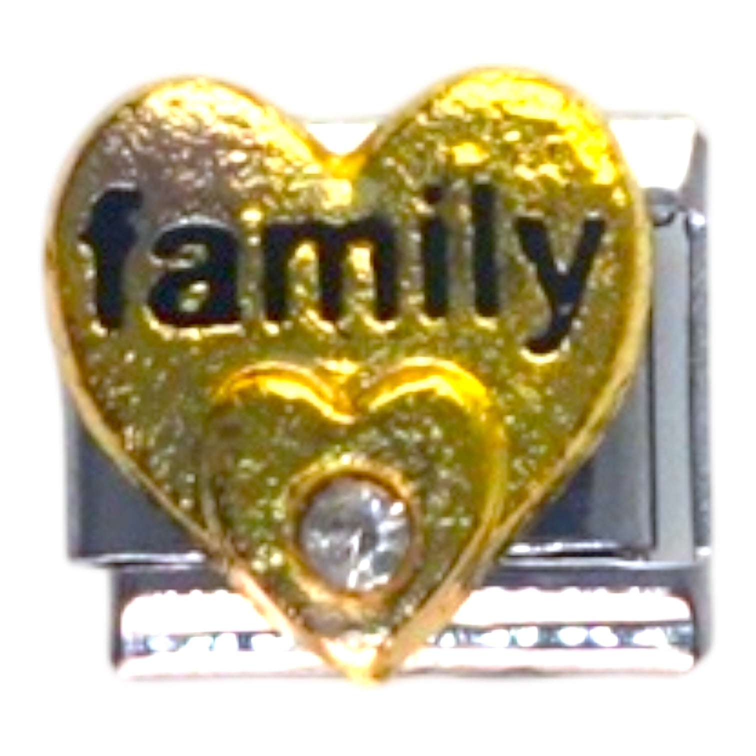 Family Heart Gold Italian Charm