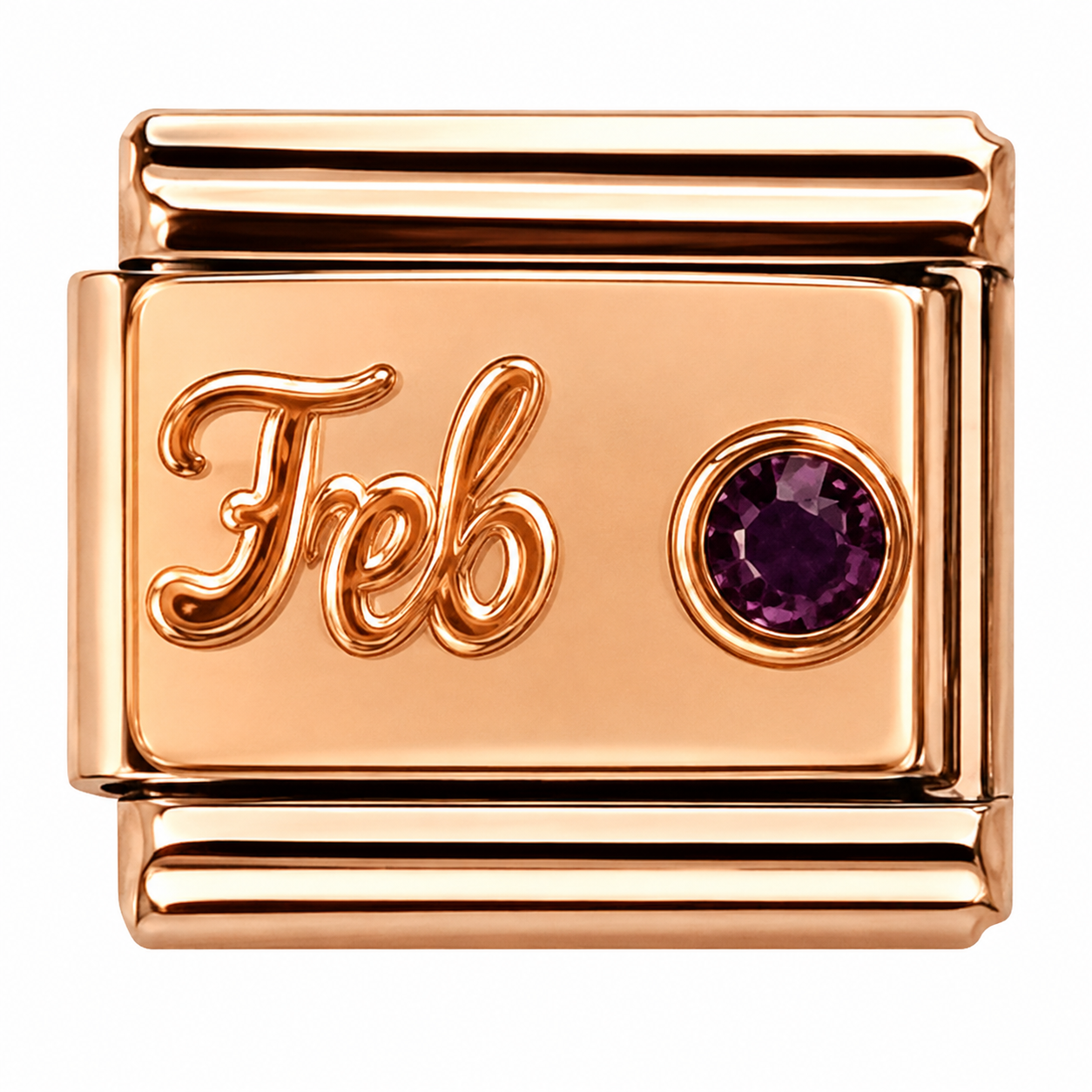 February Birthstone Gold Italian Charm
