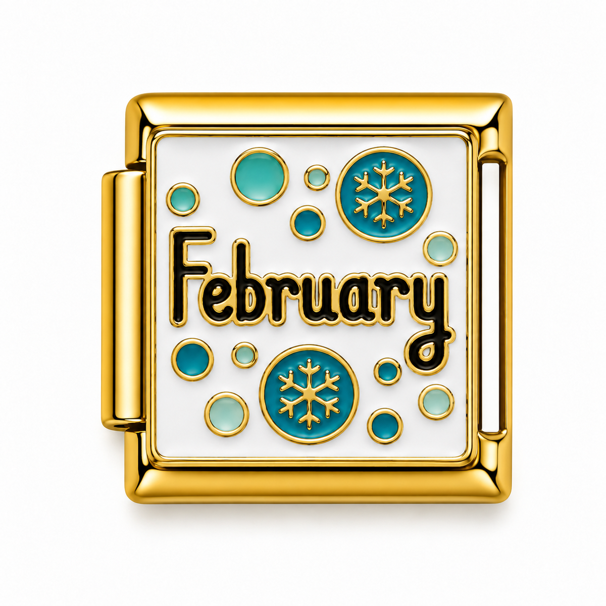 February Snowflake Gold Italian Charm