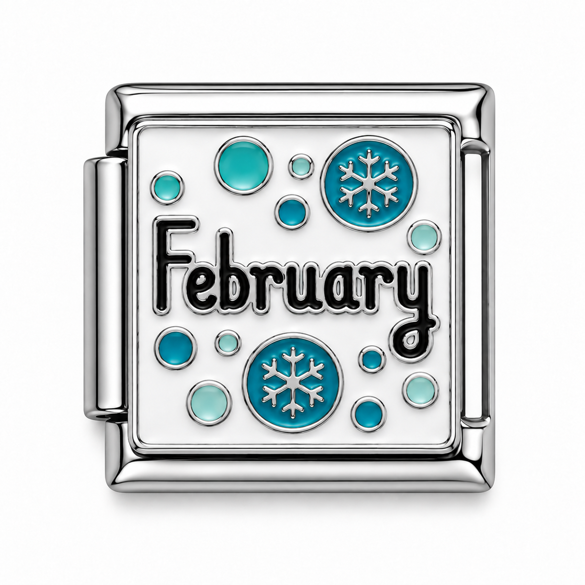 February Snowflake Silver Italian Charm