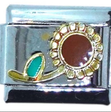 Flower with Turquoise Leaf Italian Charm