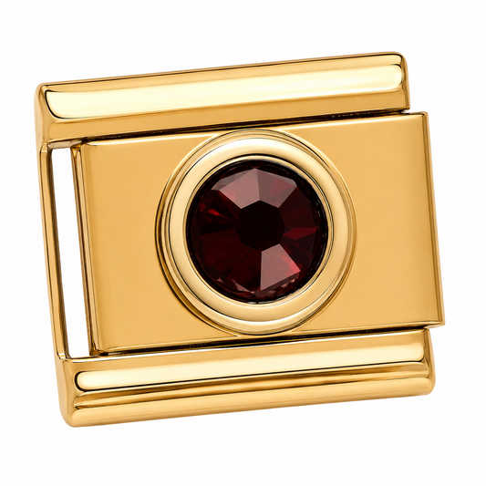Garnet Birthstone Gold Italian Charm