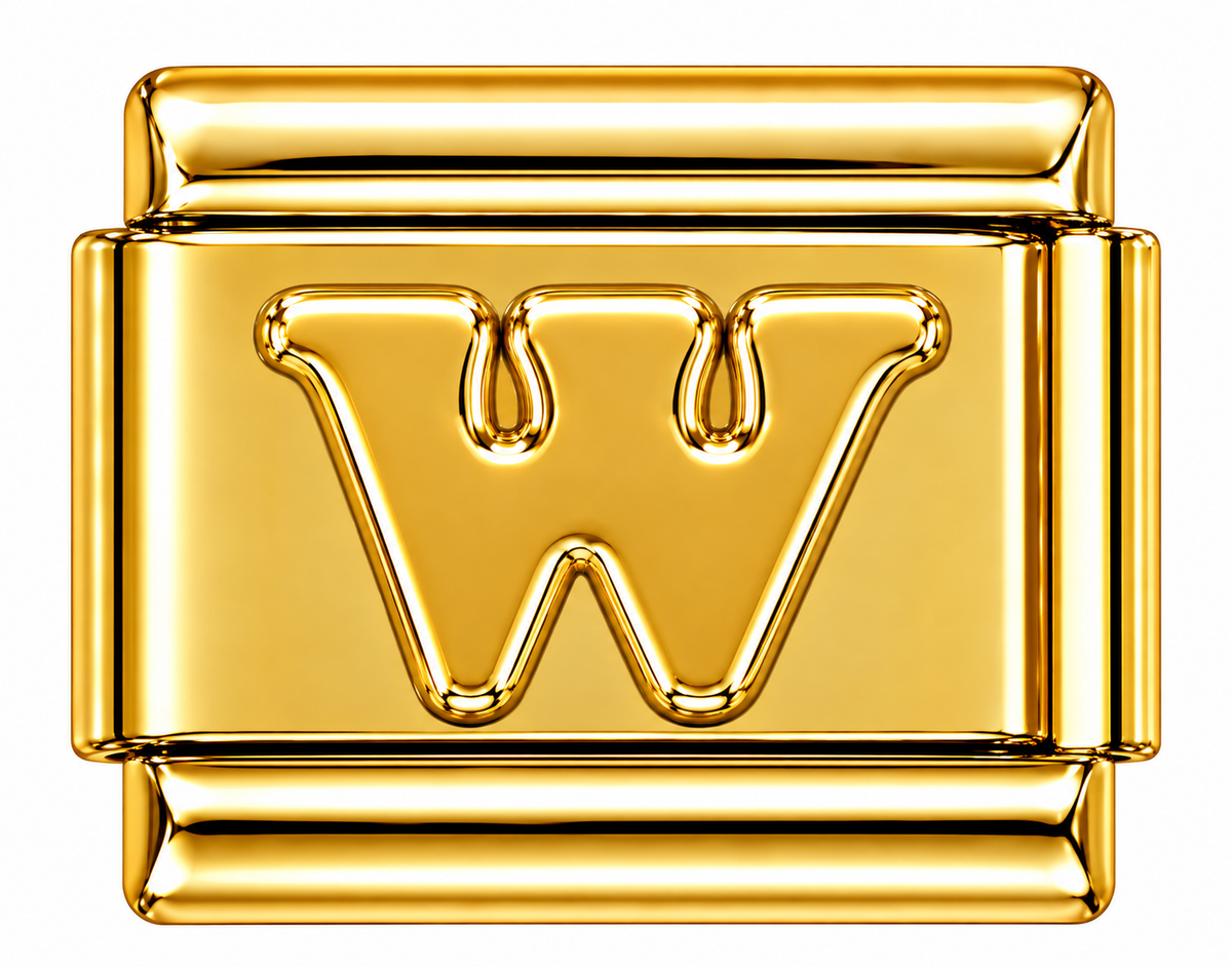 Gold Letters Italian Charm