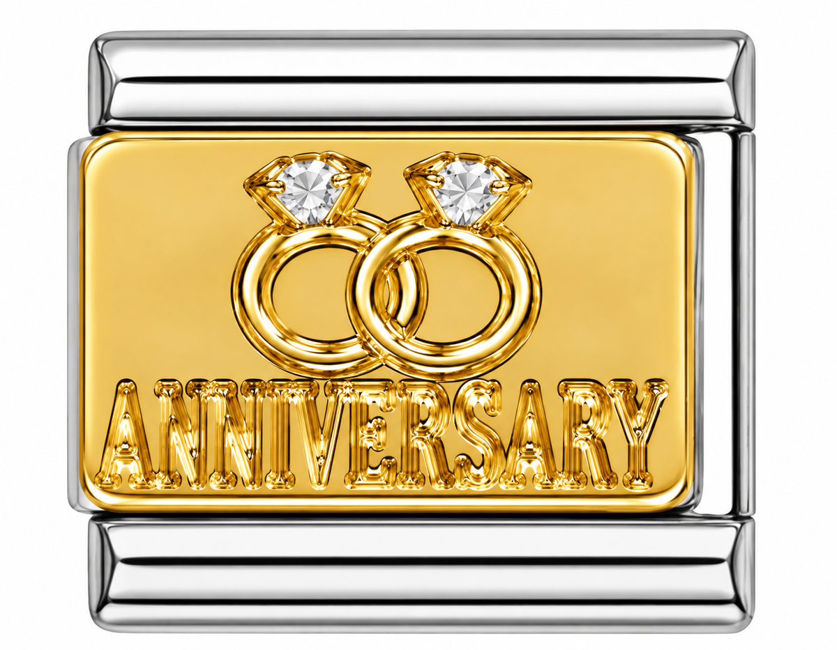 Gold Anniversary Rings Silver Italian Charm