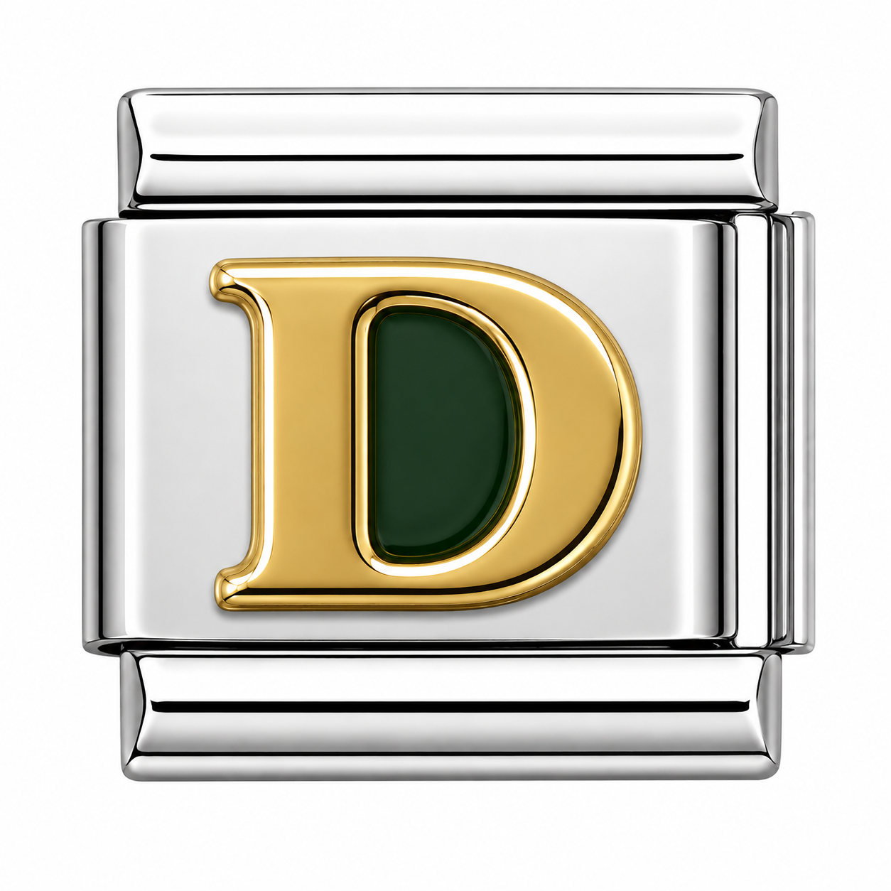 Gold 'D' Letter Silver Italian Charm
