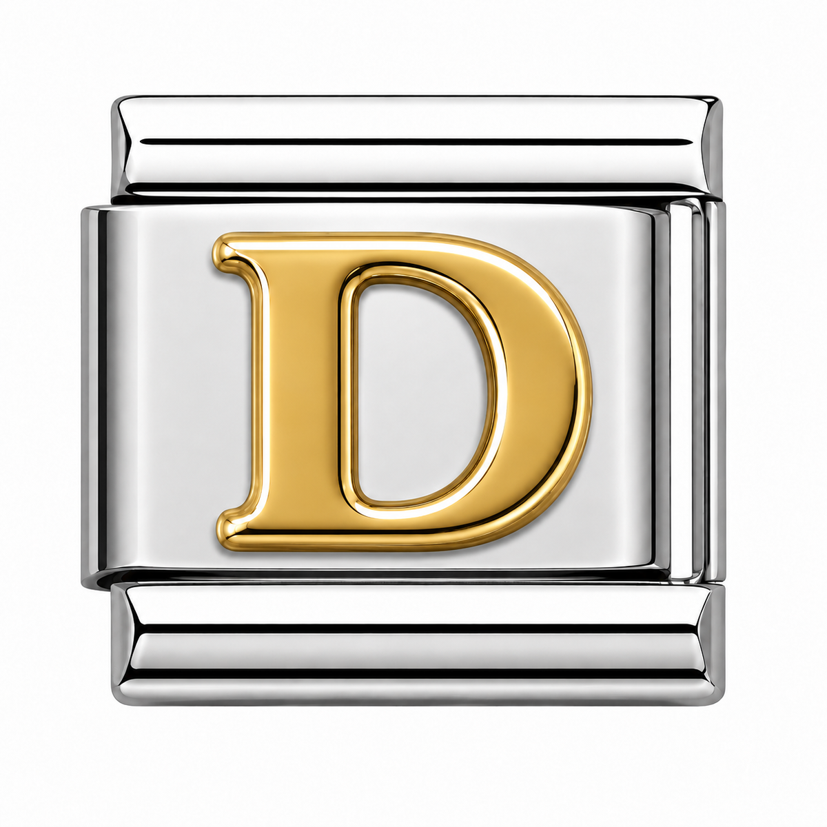 Gold 'D' Letter Silver Italian Charm