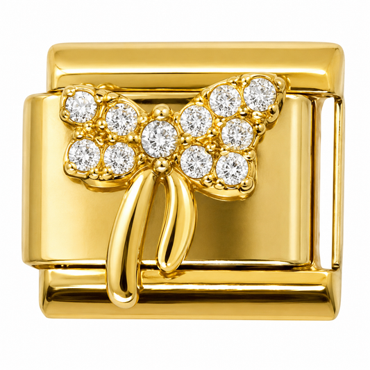Gold Diamond Bow Italian Charm