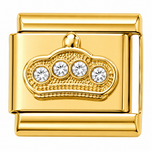 Gold Diamond Crown Italian Charm