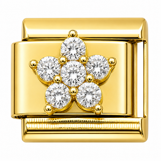 Gold Diamond Flower Italian Charm