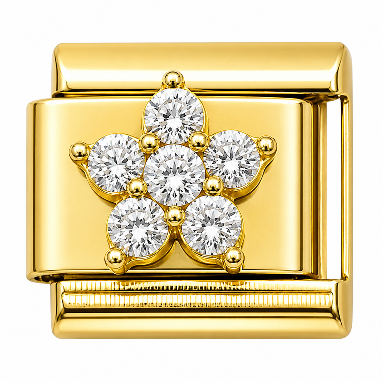 Gold Diamond Flower Italian Charm