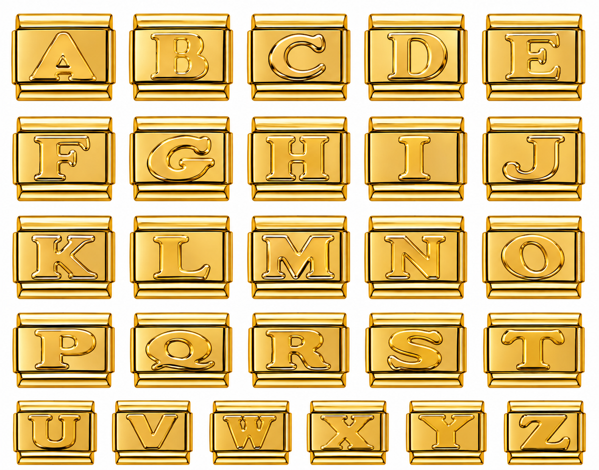 Gold Letters Italian Charm