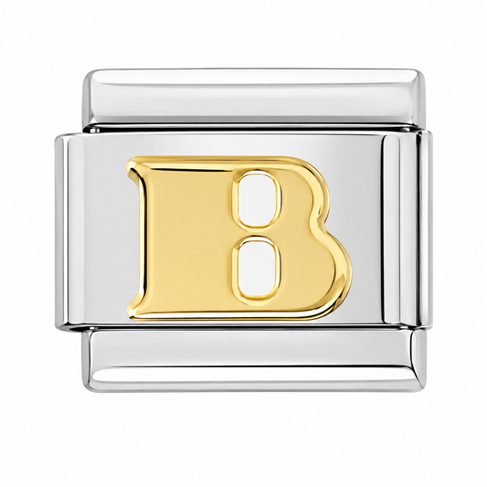 Gold Letter “B” Silver Italian Charm