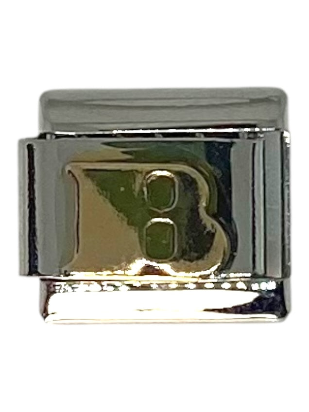Gold Letter “B” Silver Italian Charm