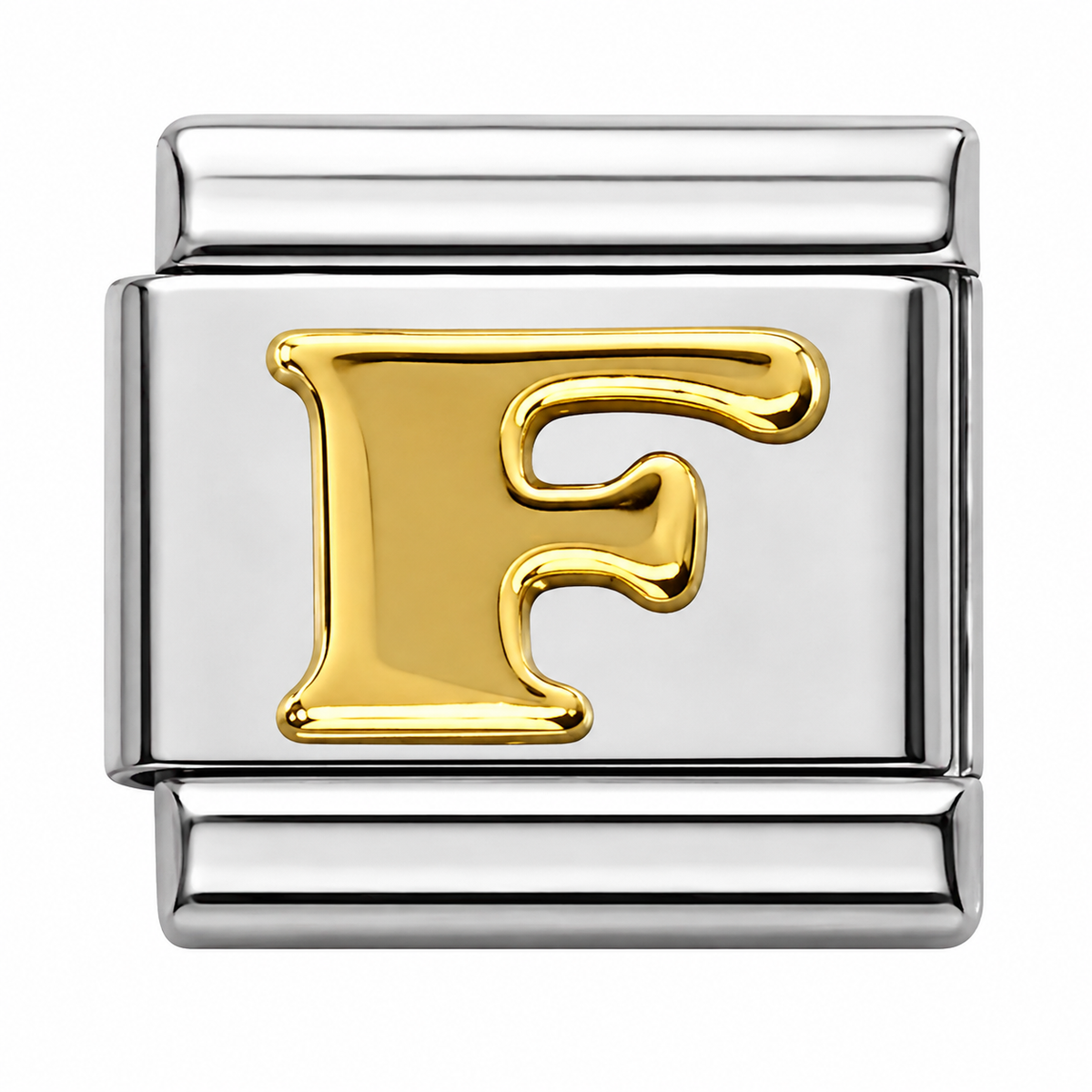 Gold Letter F Silver Italian Charm
