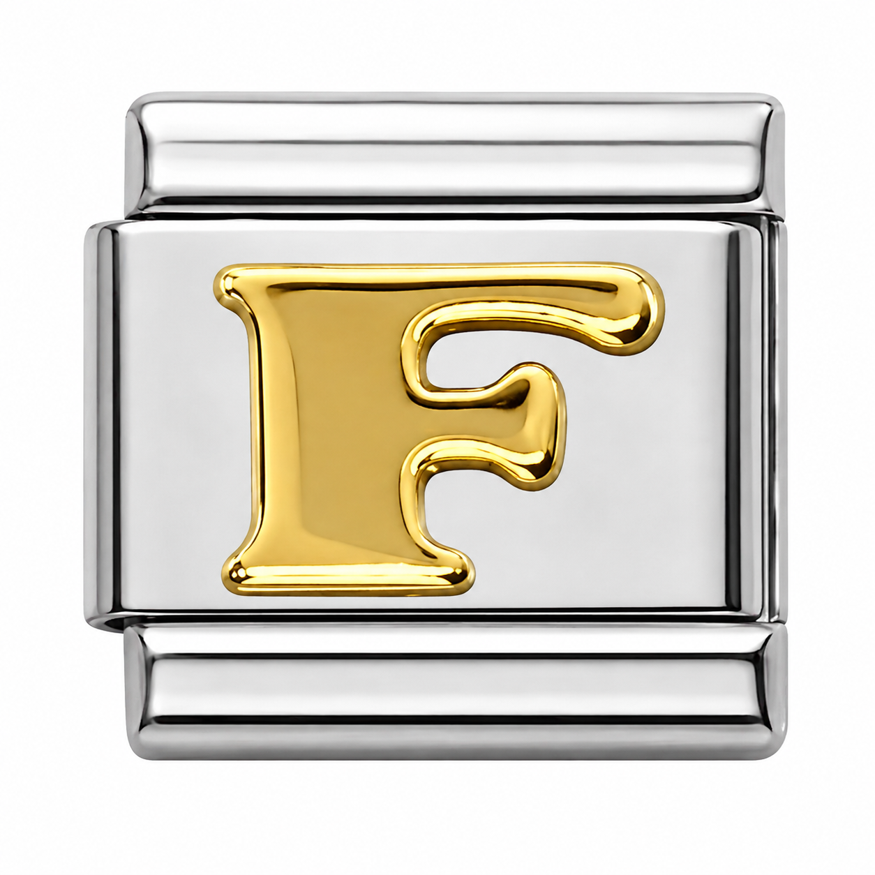 Gold Letter F Silver Italian Charm
