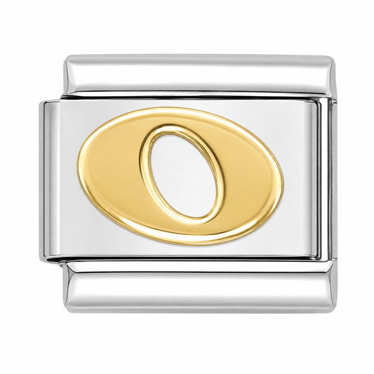 Gold Letter “O” Silver Italian Charm
