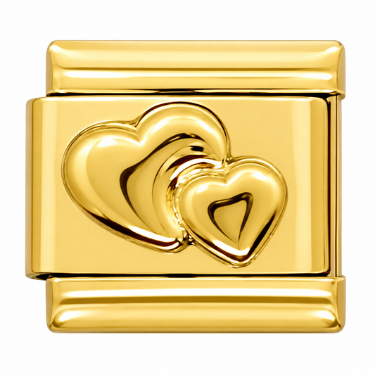 Gold Minimalist Layered Heart Italian Charm