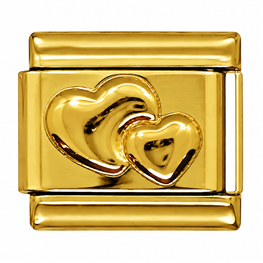 Gold Minimalist Layered Heart Italian Charm
