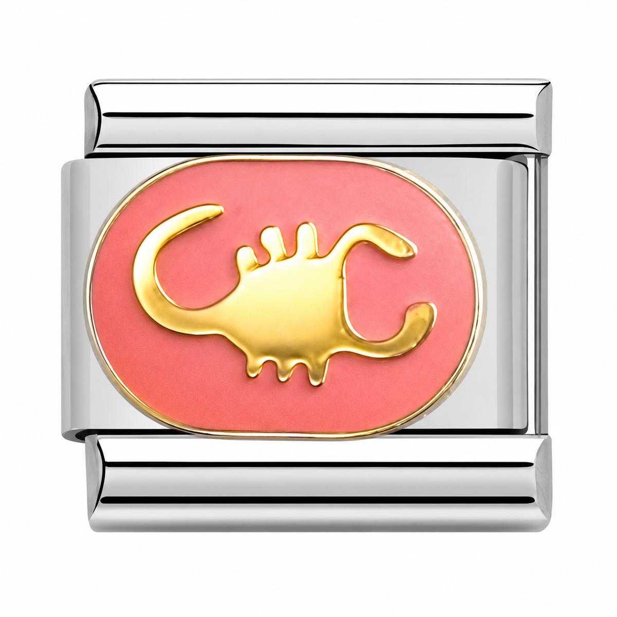 Gold Scorpion Zodiac Symbol on Pink Background Italian Charm