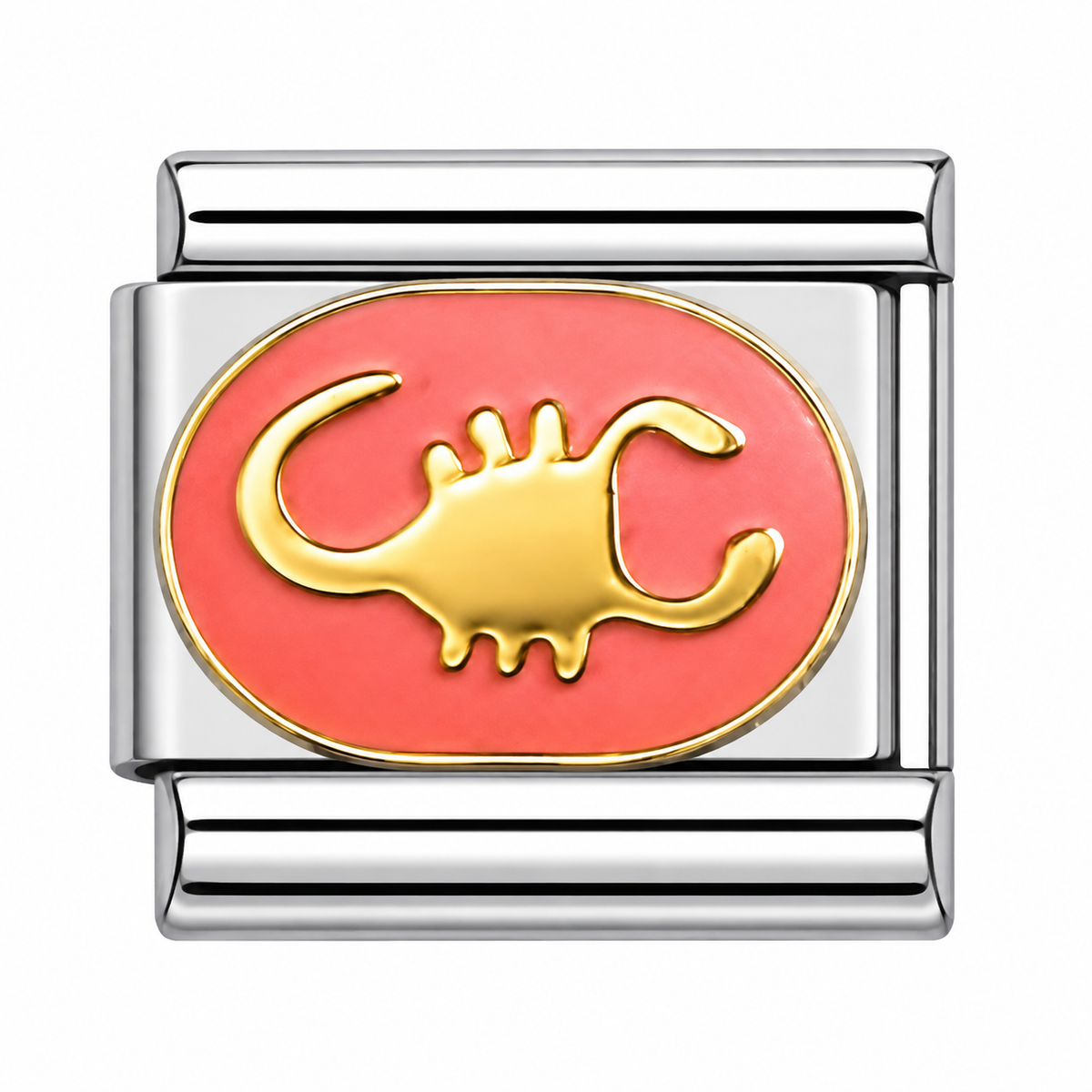 Gold Scorpion Zodiac Symbol on Pink Background Italian Charm