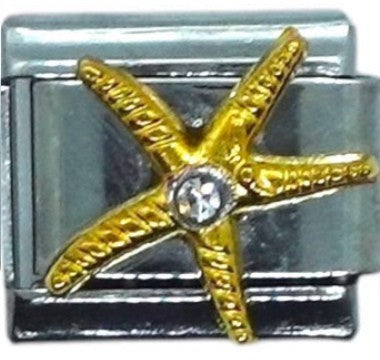 Gold Starfish with Crystal Italian Charm